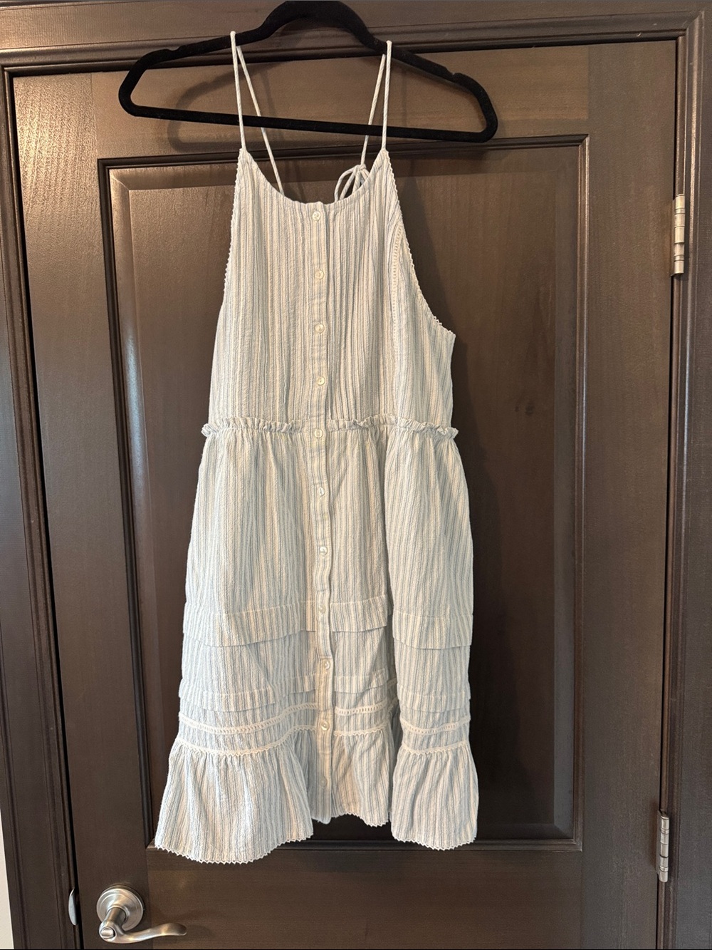 Free People Light Blue and White Striped Dress